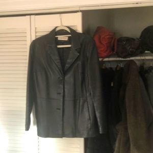 Jones New York black leather coat